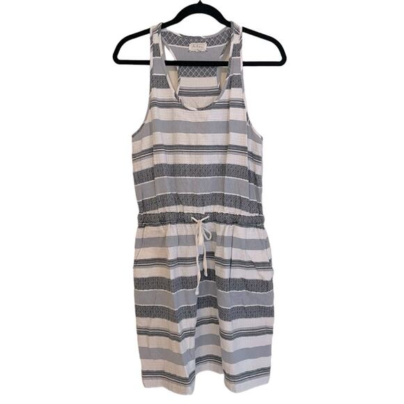 Lou & Grey Blue White‎ Stripe Cotton Racerback Tank Dress Medium - Picture 1 of 4